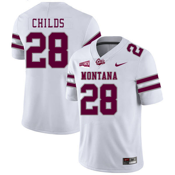 Montana Grizzlies #28 Isiah Childs College Football Jerseys Stitched Sale-White